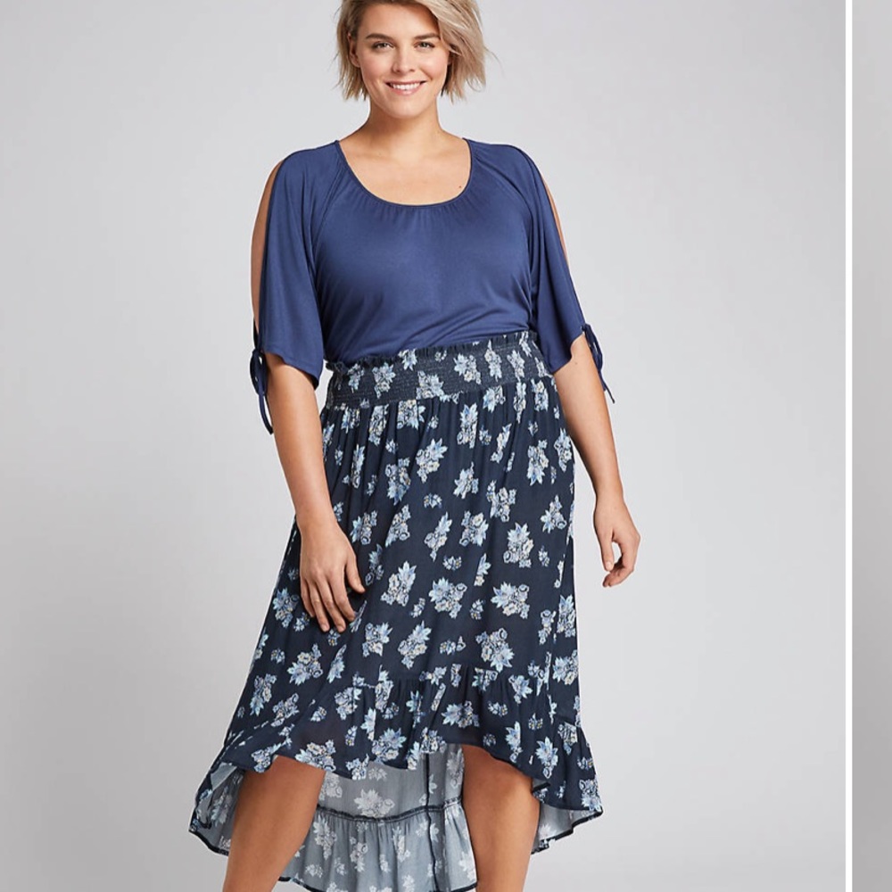 Lane Bryant Floral high low skirt